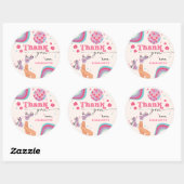 Roller Skaten Birthday Retro Rainbow Runder Aufkleber (Blatt)