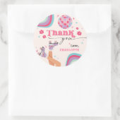 Roller Skaten Birthday Retro Rainbow Runder Aufkleber (Tasche)