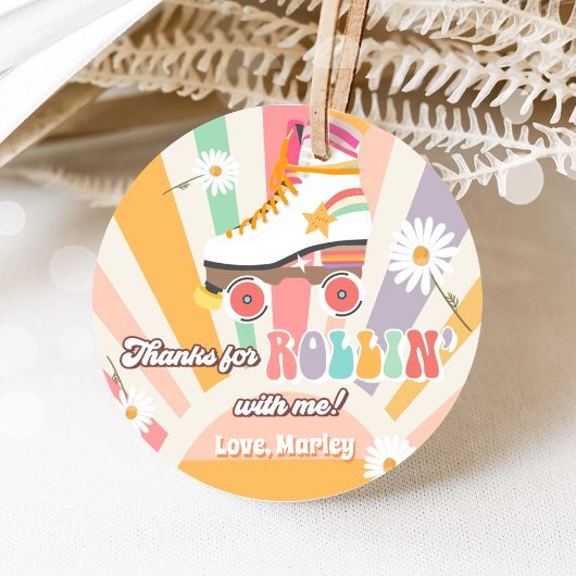 Roller Skaten Birthday Retro Skate Rollin Danke Geschenkanhänger