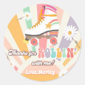 Roller Skaten Birthday Retro Skate Rollin Danke Runder Aufkleber (Vorderseite)