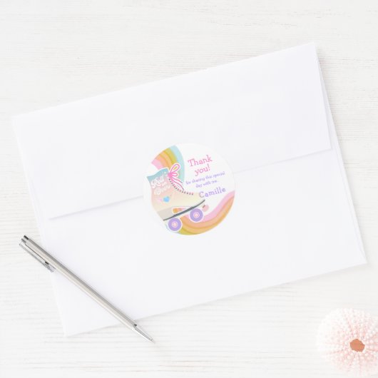 Roller Skaten Birthday Runder Aufkleber (Umschlag)