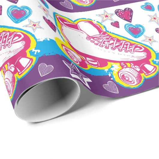 Roller Skaten Birthday Wrapping Paper Geschenkwrak Geschenkpapier (Rolleneckpunkt)