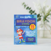 Roller Skaten Boy Blue Geburtstagsparty Einladung (Stehend Vorderseite)