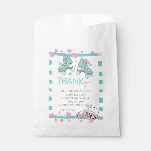 Roller Skaten Danke, Pastel Party Geschenktütchen (Vorderseite)