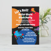Roller Skaten disco Geburtstagsparty Einladungen (Stehend Vorderseite)