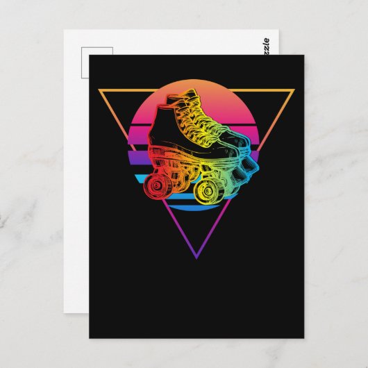 Roller Skaten Disco Vaporwave Sonnenuntergang farb Postkarte (Vorne/Hinten)