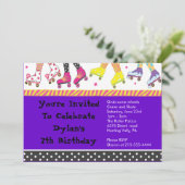 Roller Skaten Einladung Happy Birthday Party (Stehend Vorderseite)