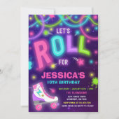 Roller Skaten Einladung Neon Glow Skaten Party (Vorderseite)