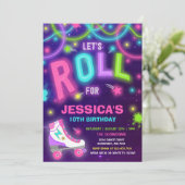 Roller Skaten Einladung Neon Glow Skaten Party (Stehend Vorderseite)