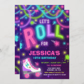 Roller Skaten Einladung Neon Glow Skaten Party (Vorne/Hinten)
