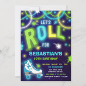 Roller Skaten Einladung Neon Glow Skaten Party (Vorderseite)