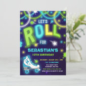 Roller Skaten Einladung Neon Glow Skaten Party (Stehend Vorderseite)