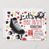 Roller Skaten Einladung Rollerskating Party Rot (Vorderseite)