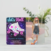 Roller Skaten Foto Einladung (Stehend Vorderseite)