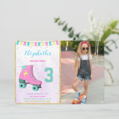 Roller Skaten Foto Einladung (Stehend Vorderseite)