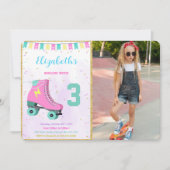 Roller Skaten Foto Einladung (Vorderseite)