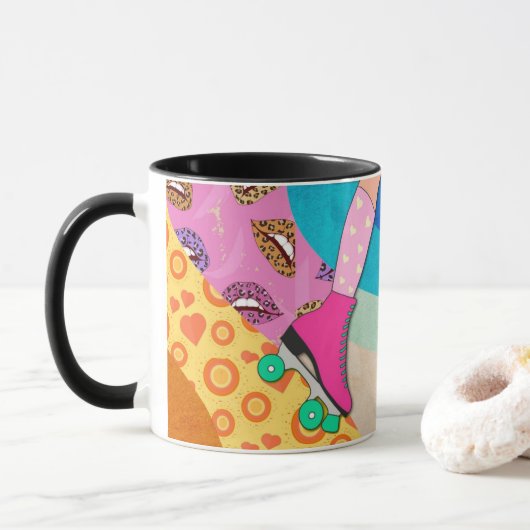 Roller Skaten Fun Style Tasse der 1980er Jahre (Mit Donut)