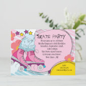 Roller Skaten Geburtstagsfeier Einladung (Stehend Vorderseite)