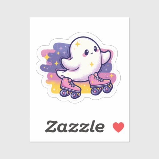 Roller Skaten Ghost Sticker - Fun Cartoon Ghost (Blatt)