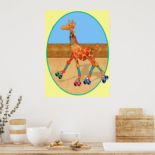 Roller Skaten Giraffe am Roller Rink Poster (Küche)