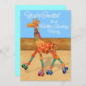 Roller Skaten Giraffe im Rink Party Einladung (Vorne/Hinten)