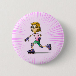 Roller Skaten Girl Button