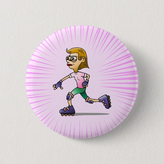 Roller Skaten Girl Button (Vorderseite)