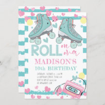 Roller Skaten Girl Geburtstag Pastel Blue Pink