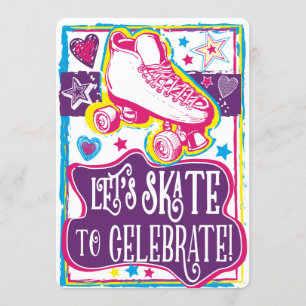 Roller Skaten Girls Birthday Skate Rink lädt ein Einladung