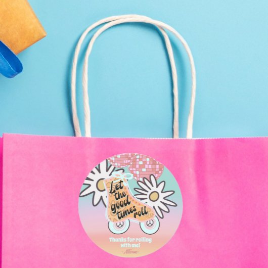 Roller Skaten Girls Geburtstag Runder Aufkleber