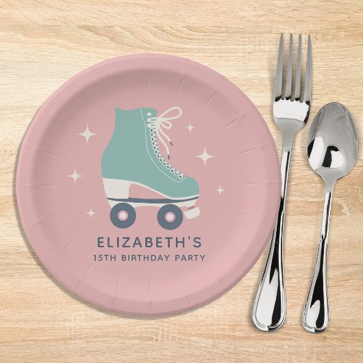 Roller Skaten Girls Geburtstagsparty Pink Pappteller