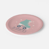 Roller Skaten Girls Geburtstagsparty Pink Pappteller (Schrägansicht)