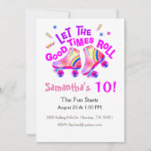 Roller Skaten Girls Pink Geburtstagseinladung Einladung (Vorderseite)