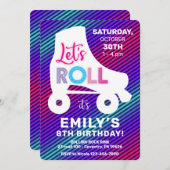 Roller Skaten Girls Rainbow Neon Birthday Party Einladung (Vorne/Hinten)