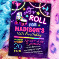 Roller Skaten Girls Rainbow Neon Birthday Party