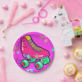 Roller Skaten Girls Rainbow Neon Birthday Party Pappteller (Party)