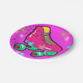 Roller Skaten Girls Rainbow Neon Birthday Party Pappteller (Schrägansicht)