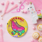 Roller Skaten Girls Rainbow Neon Birthday Party Pappteller (Party)