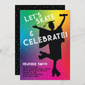 Roller Skaten Graduation Party Rainbow Silhouette Einladung (Vorne/Hinten)