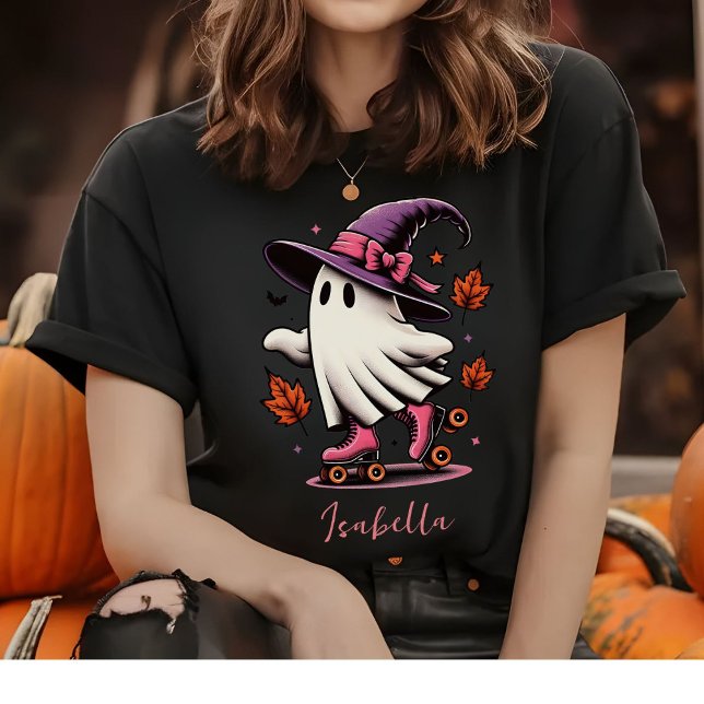 Roller Skaten Halloween Niedlich Ghost Personalisi T-Shirt (Von Creator hochgeladen)