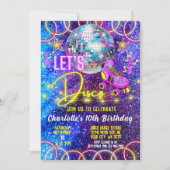 Roller Skaten Let's Disco Bright Neon Pink Glow Einladung (Vorderseite)