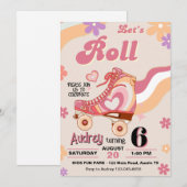 Roller Skaten Let's Roll Birthday Einladung (Vorne/Hinten)