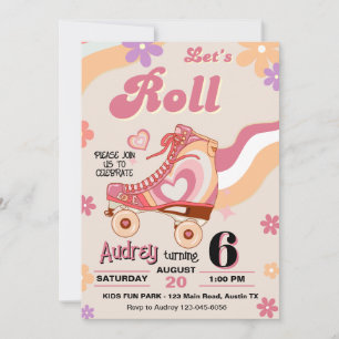Roller Skaten Let's Roll Birthday Einladung
