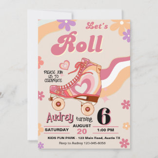 Roller Skaten Let's Roll Birthday Einladung