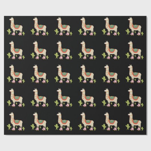 Roller Skaten Llama Retro Roller Skater Tier Geschenkpapier (Flach)