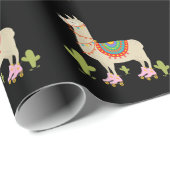Roller Skaten Llama Retro Roller Skater Tier Geschenkpapier (Rolleneckpunkt)