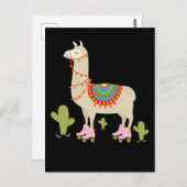 Roller Skaten Llama Retro Roller Skater Tier Postkarte (Vorne/Hinten)
