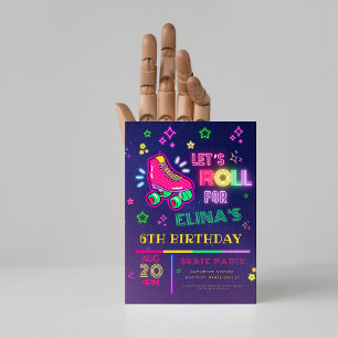 Roller Skaten Neon Glow Geburtstagsparty Einladung