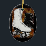 Roller Skaten Ornament - Vintage Skate<br><div class="desc">Weiße und schwarze Roller Skate auf braunem,  abstraktem Hintergrund.</div>