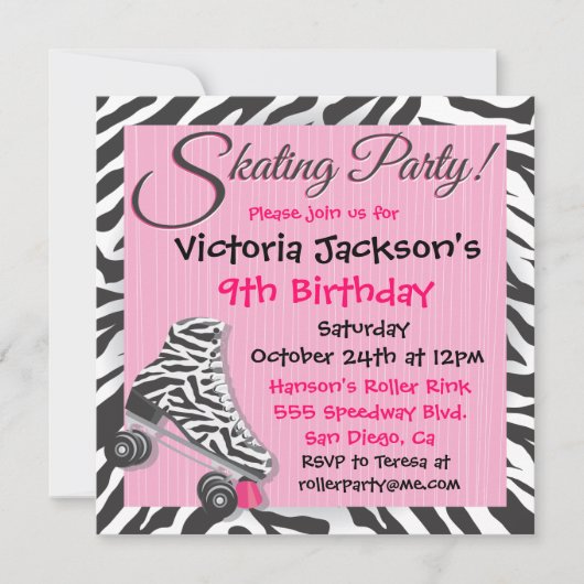 Roller-Skaten-Party Einladungen (Vorderseite)